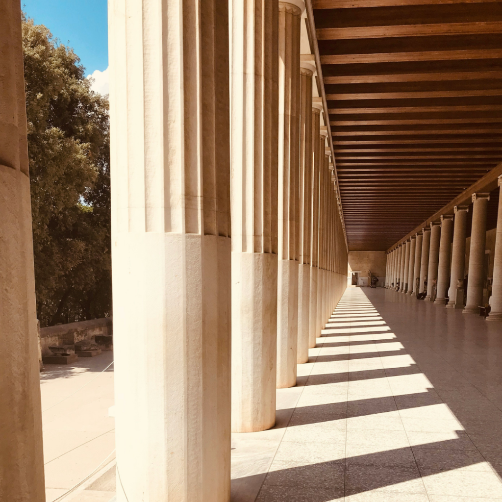 An image of a Stoa Poikile, where Stoicism was established on Via Stoica.