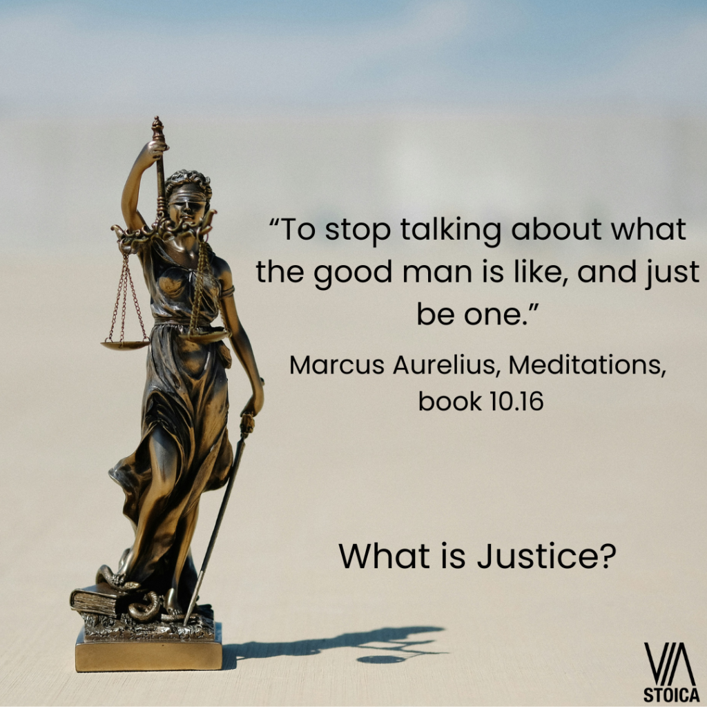 What is Justice? “To stop talking about what the good man is like, and just be one.” - Marcus Aurelius, Meditations, book 10.16