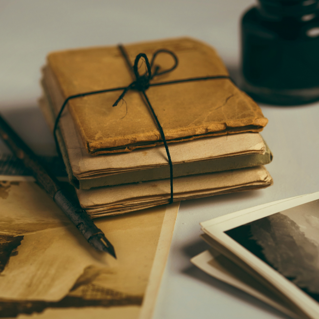 Old letters in a bundle.      