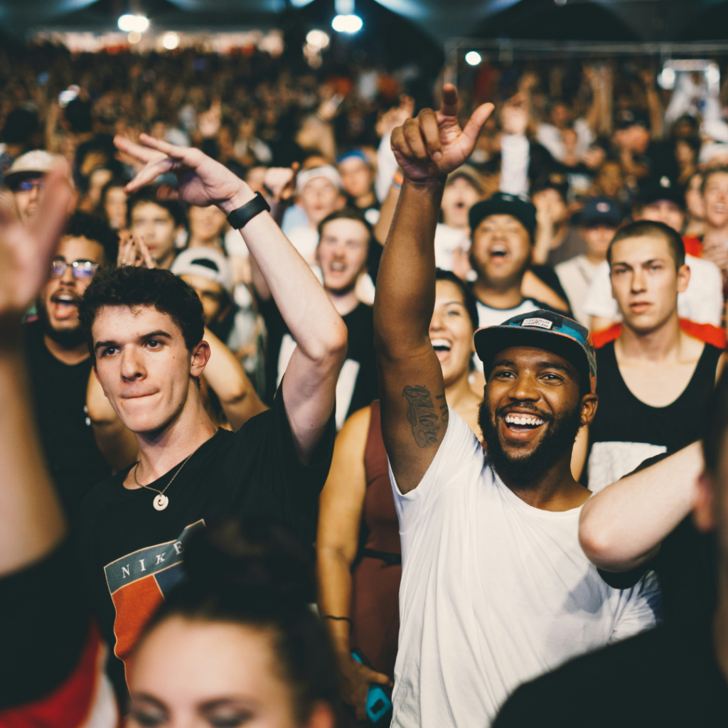Two people enjoying a concert together.