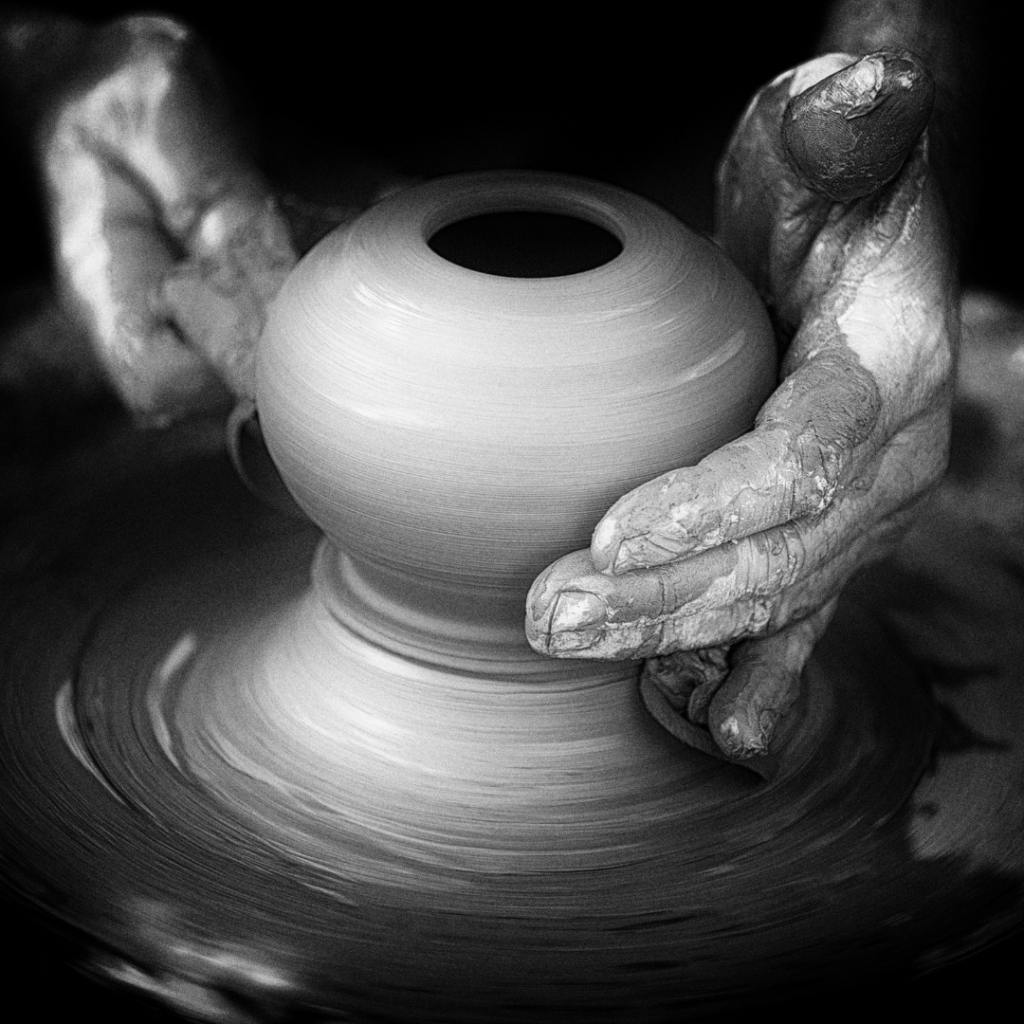 Molding clay as the creation of nature.