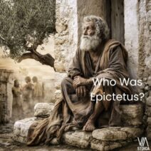 Epictetus sitting in front of his home waiting to teach Stoicism to his students.
