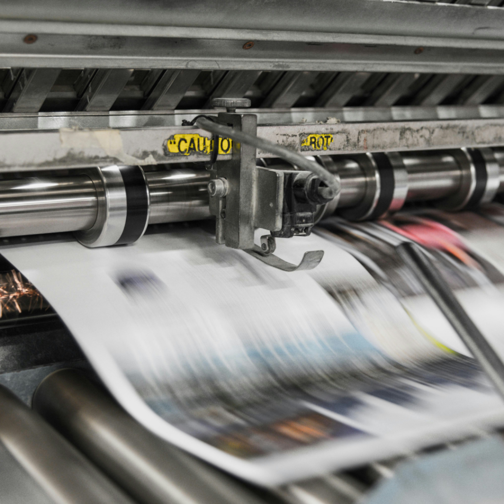 Impressions flying from the printingpress