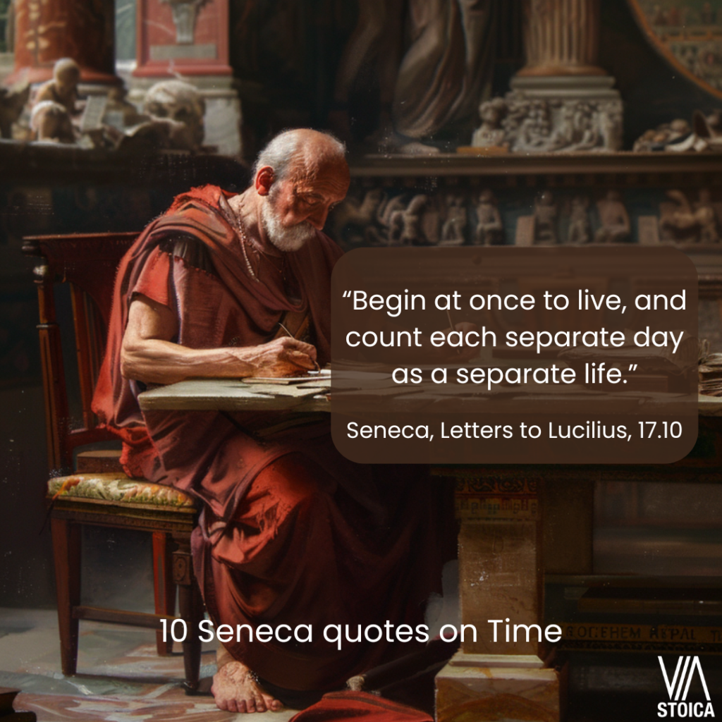 10 Seneca Quotes on Time “Begin at once to live, and count each separate day as a separate life.” - Seneca, Letters to Lucilius, 17.10
