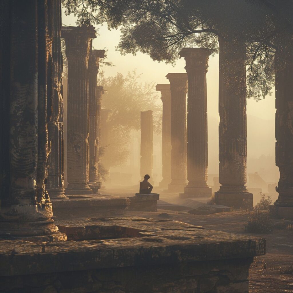 A person sitting in a quiet place, not overthinking but being present.