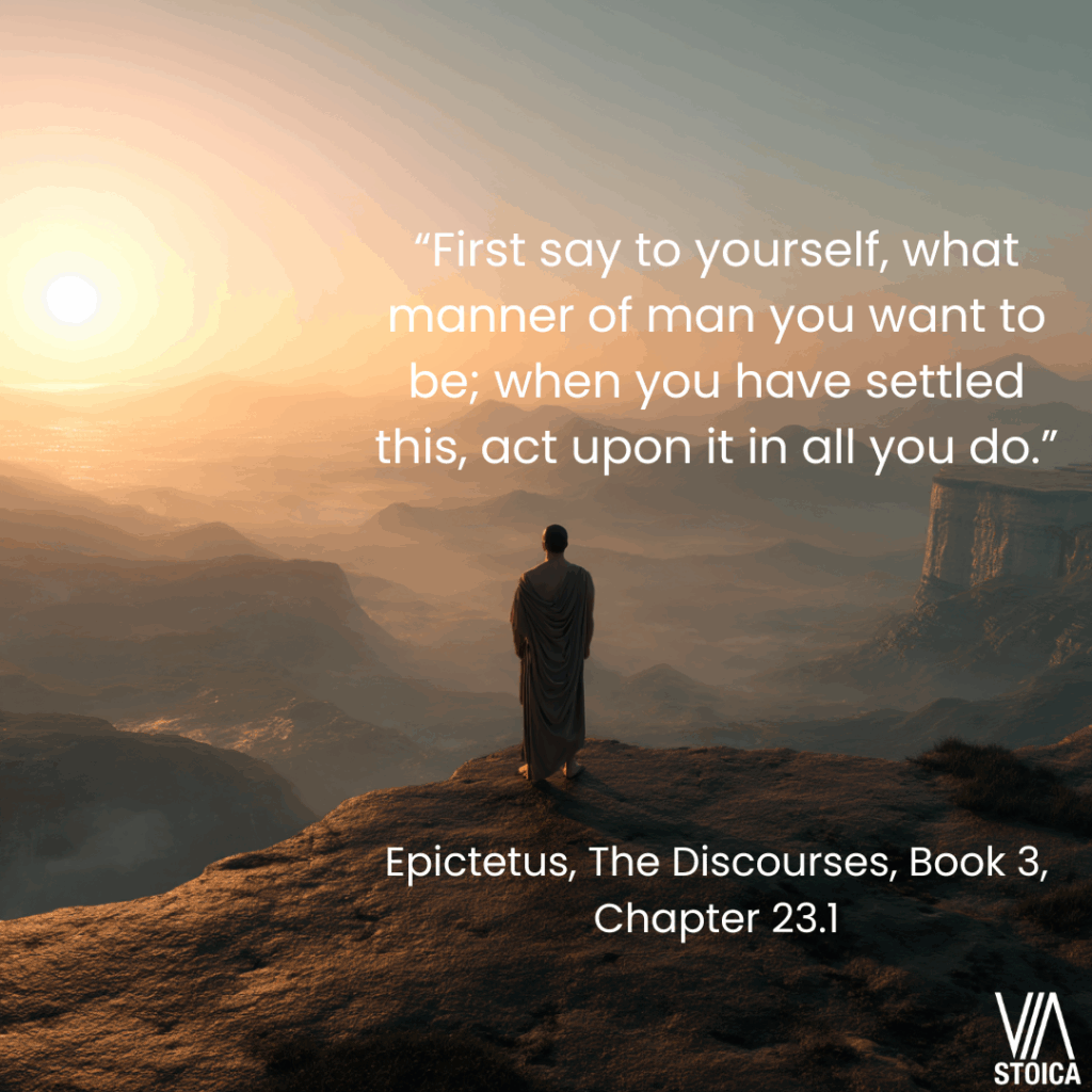 “First say to yourself, what manner of man you want to be; when you have settled this, act upon it in all you do.”  How to Live with Purpose According to Stoic Philosophy by Via Stoica.