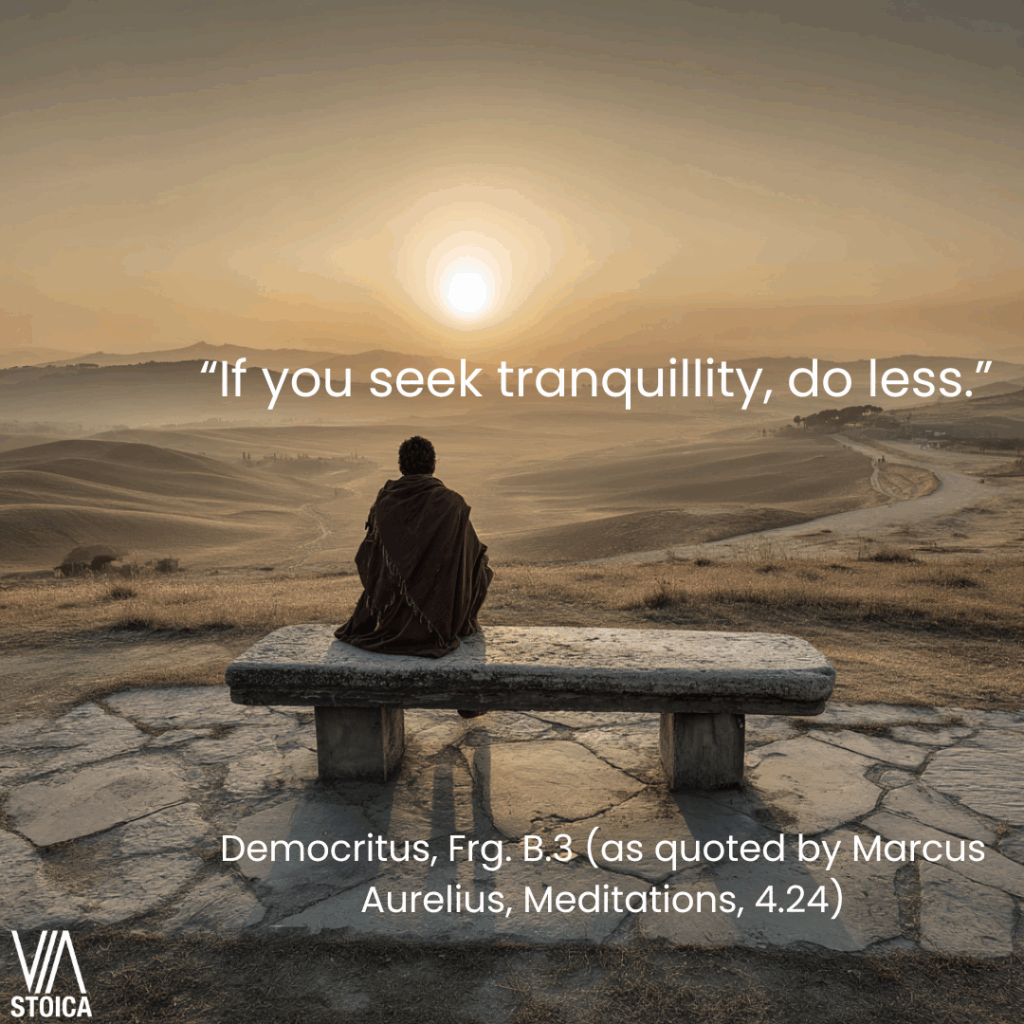 “If you seek tranquillity, do less.” The Stoic approach to  doing less on Via Stoica