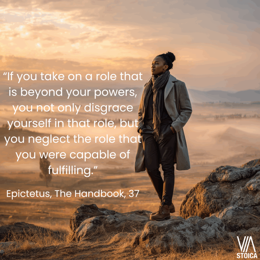 “If you take on a role that is beyond your powers, you not only disgrace yourself in that role, but you neglect the role that you were capable of fulfilling.” The importance of finding your role in life on Via Stoica.