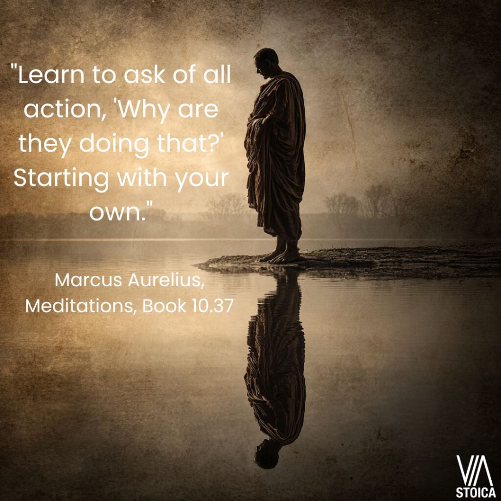 "Learn to ask of all action, 'Why are they doing that?' Starting with your own." How Stoic Self-Awareness begins on Via Stoica.