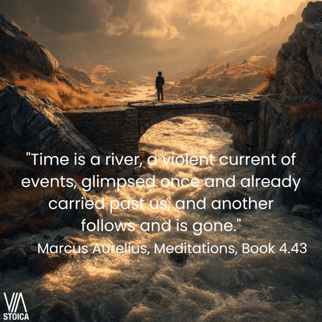 "Time is a river, a violent current of events, glimpsed once and already carried past us, and another follows and is gone." 20 Marcus Aurelius Quotes on Death on Via Stoica.