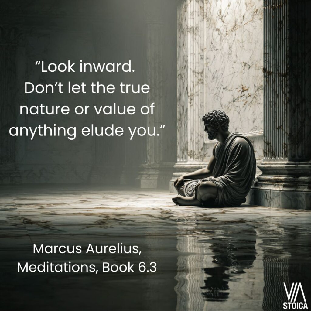 “Look inward. Don’t let the true nature or value of anything elude you.” How to look inward and know yourself on Via Stoica.