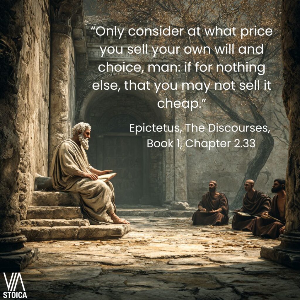 “Only consider at what price you sell your own will and choice, man: if for nothing else, that you may not sell it cheap.” A Stoic view on Protecting your Will on Via Stoica.