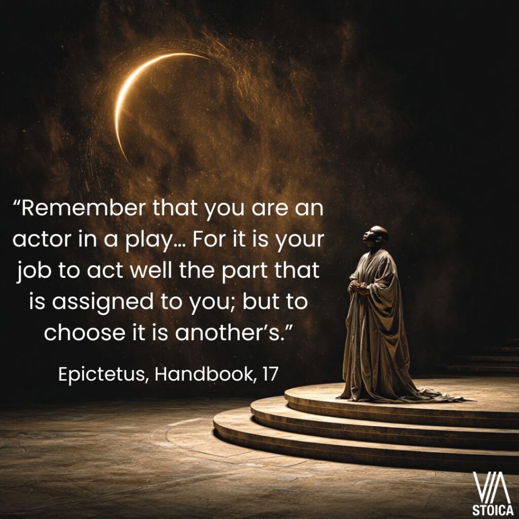 “Remember that you are an actor in a play… For it is your job to act well the part that is assigned to you; but to choose it is another’s.”
How to Practice Amor Fati on Via Stoica.