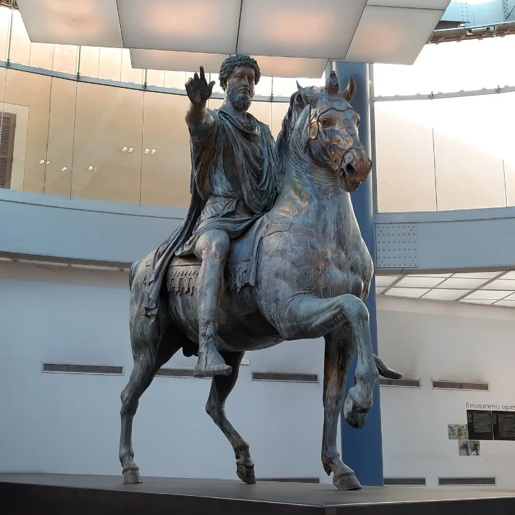 The Statue of Marcus Aurelius in the Capitoline Museum on Rome.