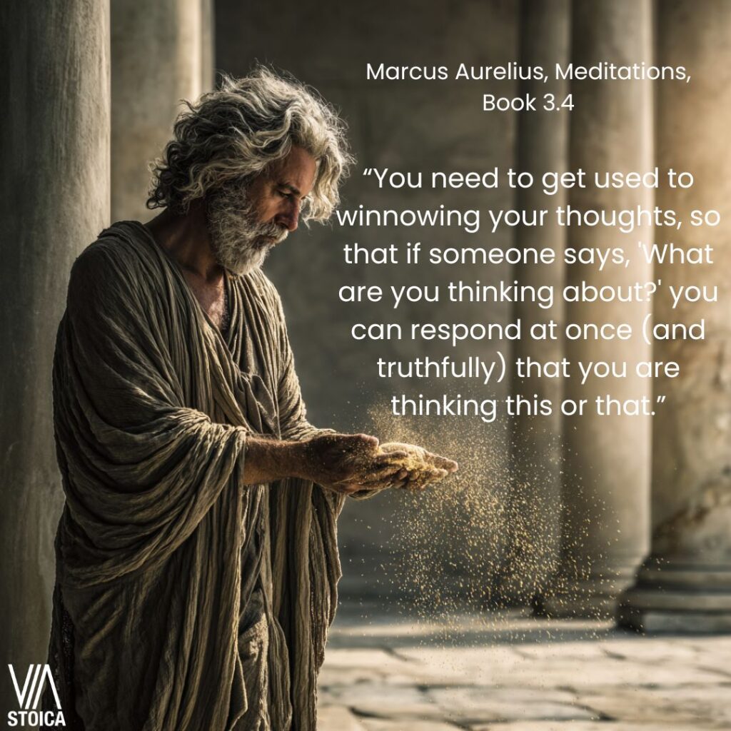 You need to get used to winnowing your thoughts and reduce overthinking using Stoicism, on Via Stoica.