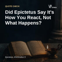Did Epictetus say it's how you react, not what happens: an open old book beside a bronze oil lamp